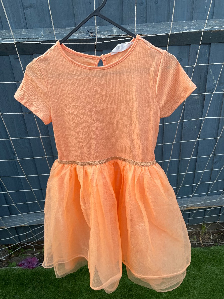Girls Orange H&M Tulle-Skirt Short Dress Size 8-10 UK
