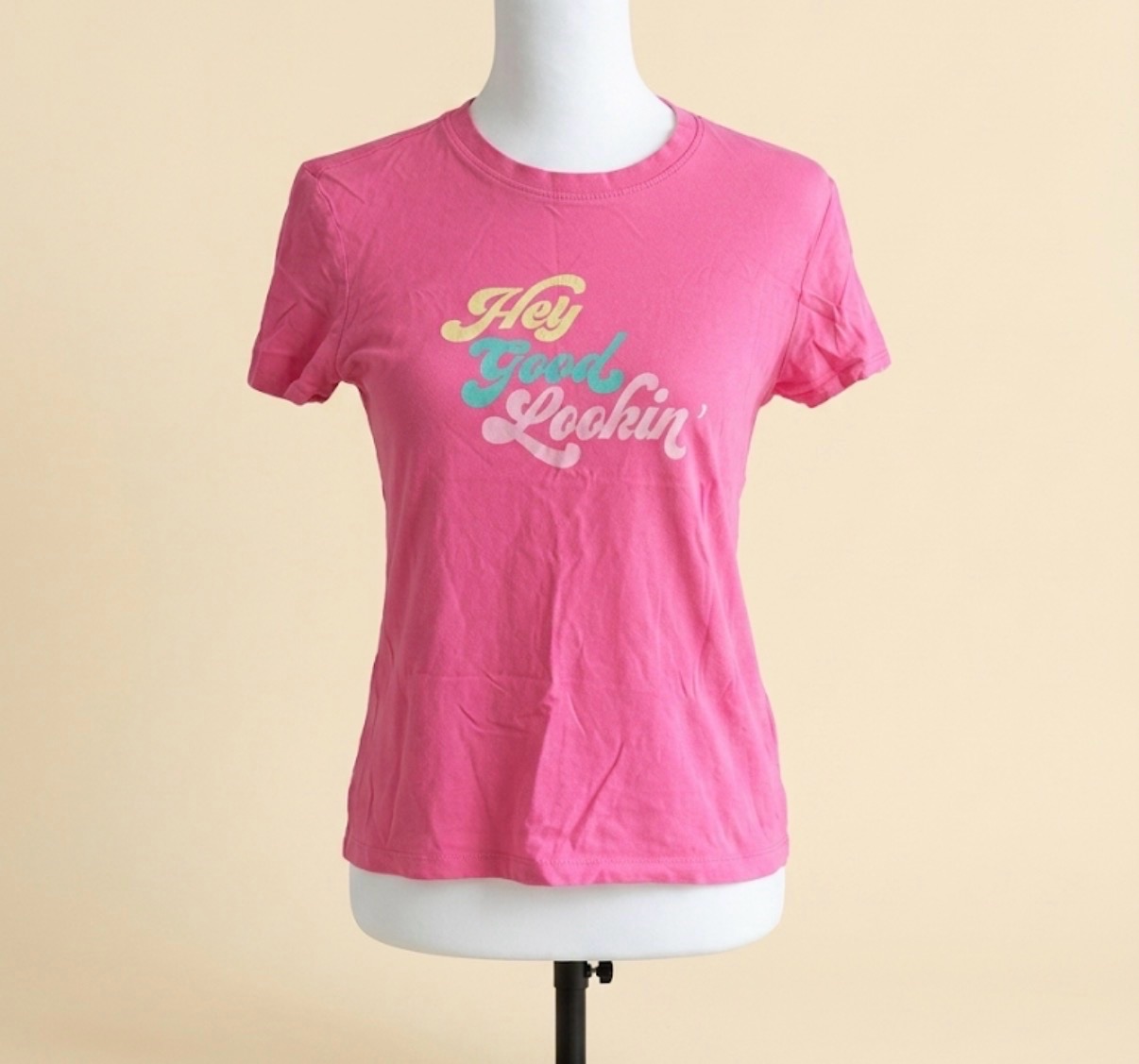 Primark Pink "Hey Good Lookin'" Graphic T-Shirt | Size XS (UK 6-8)