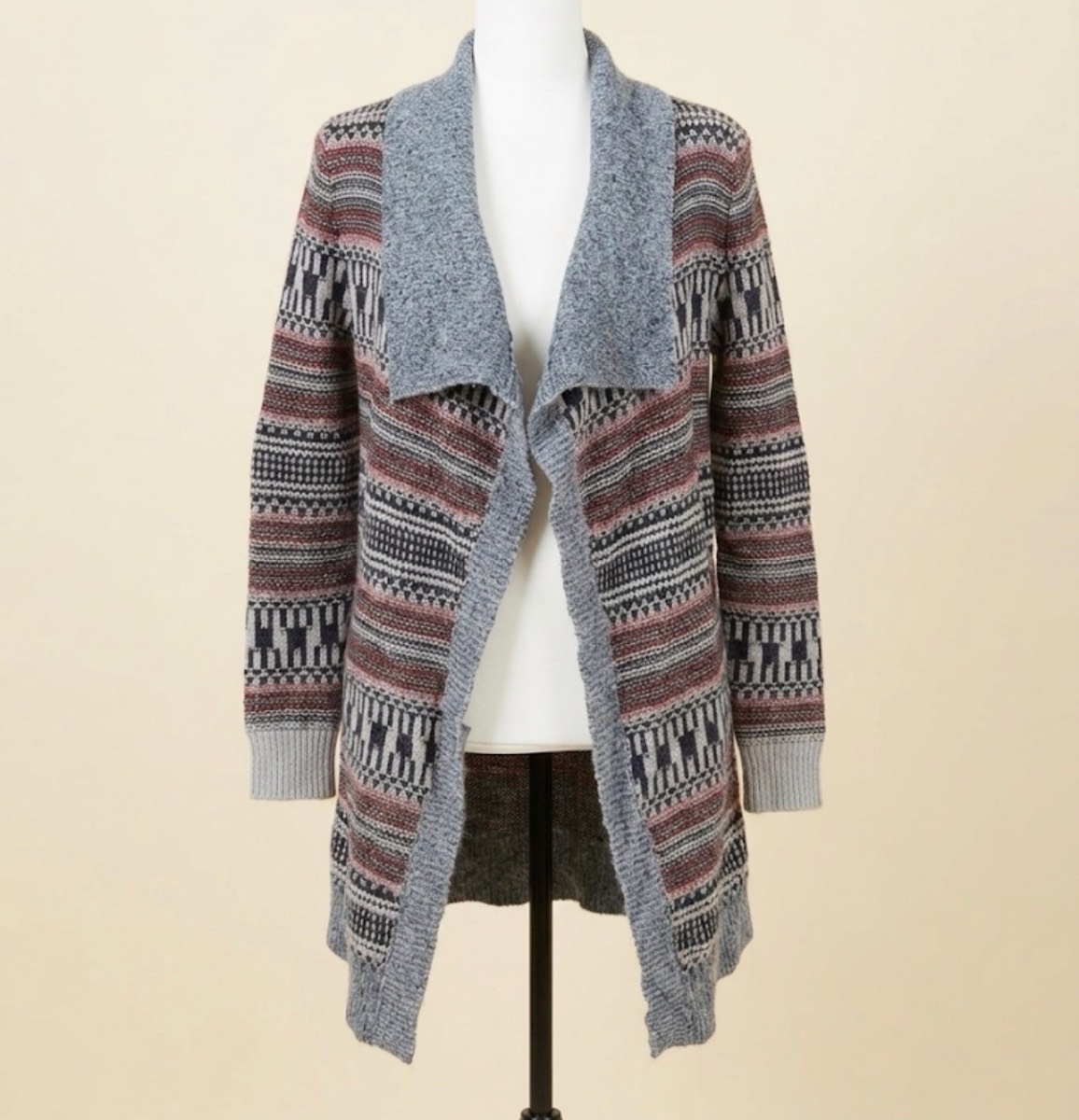 White Stuff Wool & Alpaca Blend Longline Fair Isle Cardigan - UK 8