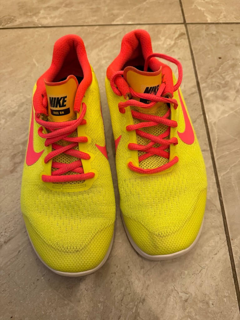 Nike Free RN Neon Yellow & Pink Running Shoes - UK 5 / EUR 38
