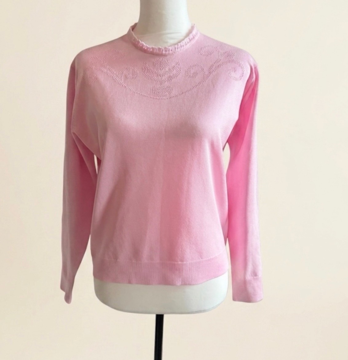 Vintage 1960s/1970s Pink Donbros Crimplene Jumper / Top | Approx UK 12-14