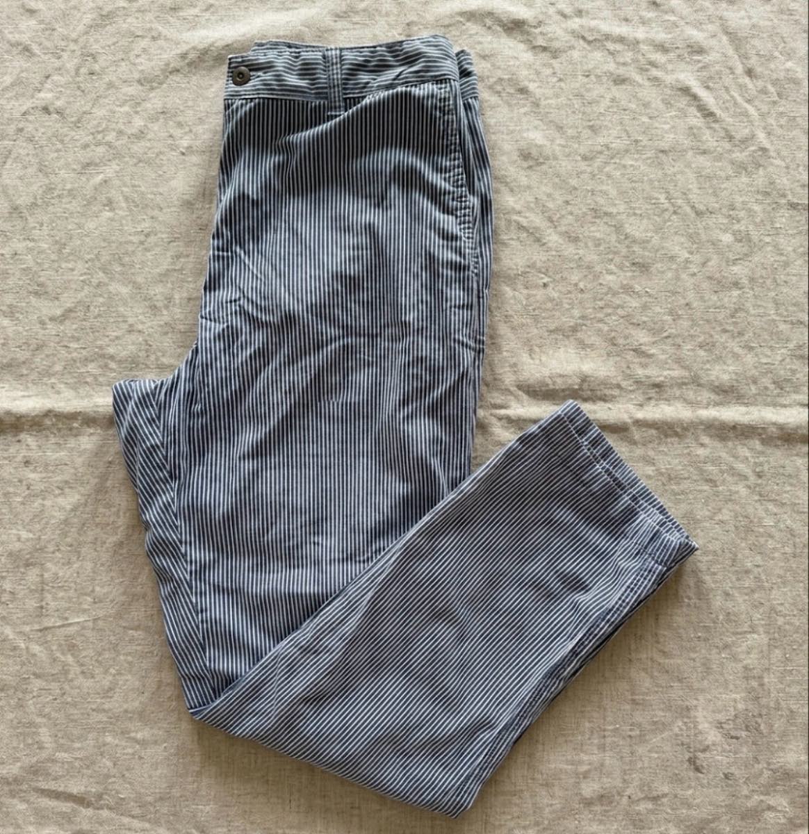 M&S Collection Blue & White Striped Trousers Size 10 | Cotton Blend