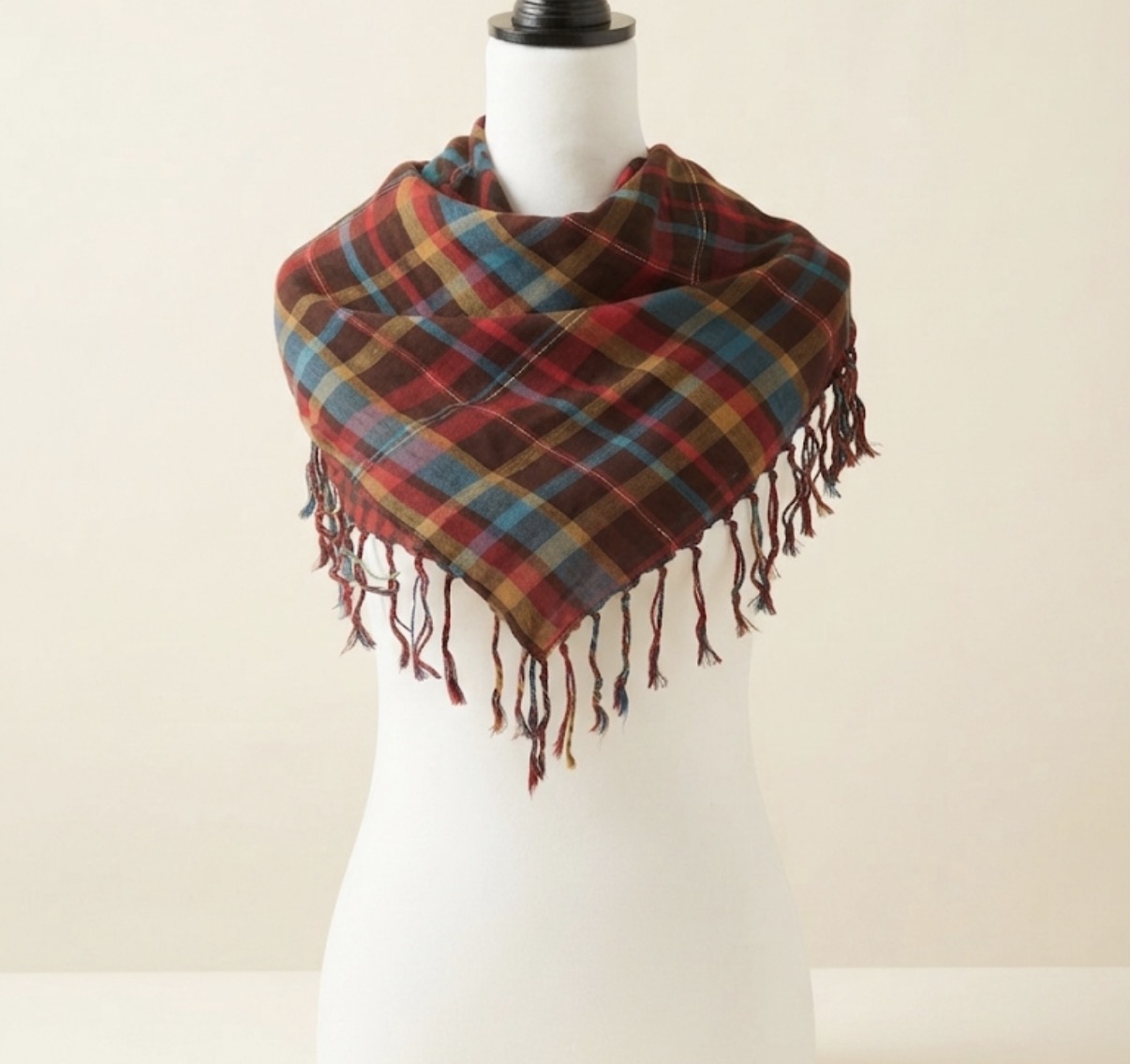 Miss Sixty Reversible Plaid & Check Scarf
