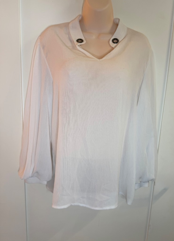 Semfa Istanbul Ecru Chiffon Blouse Size 3 (Approx UK 12)