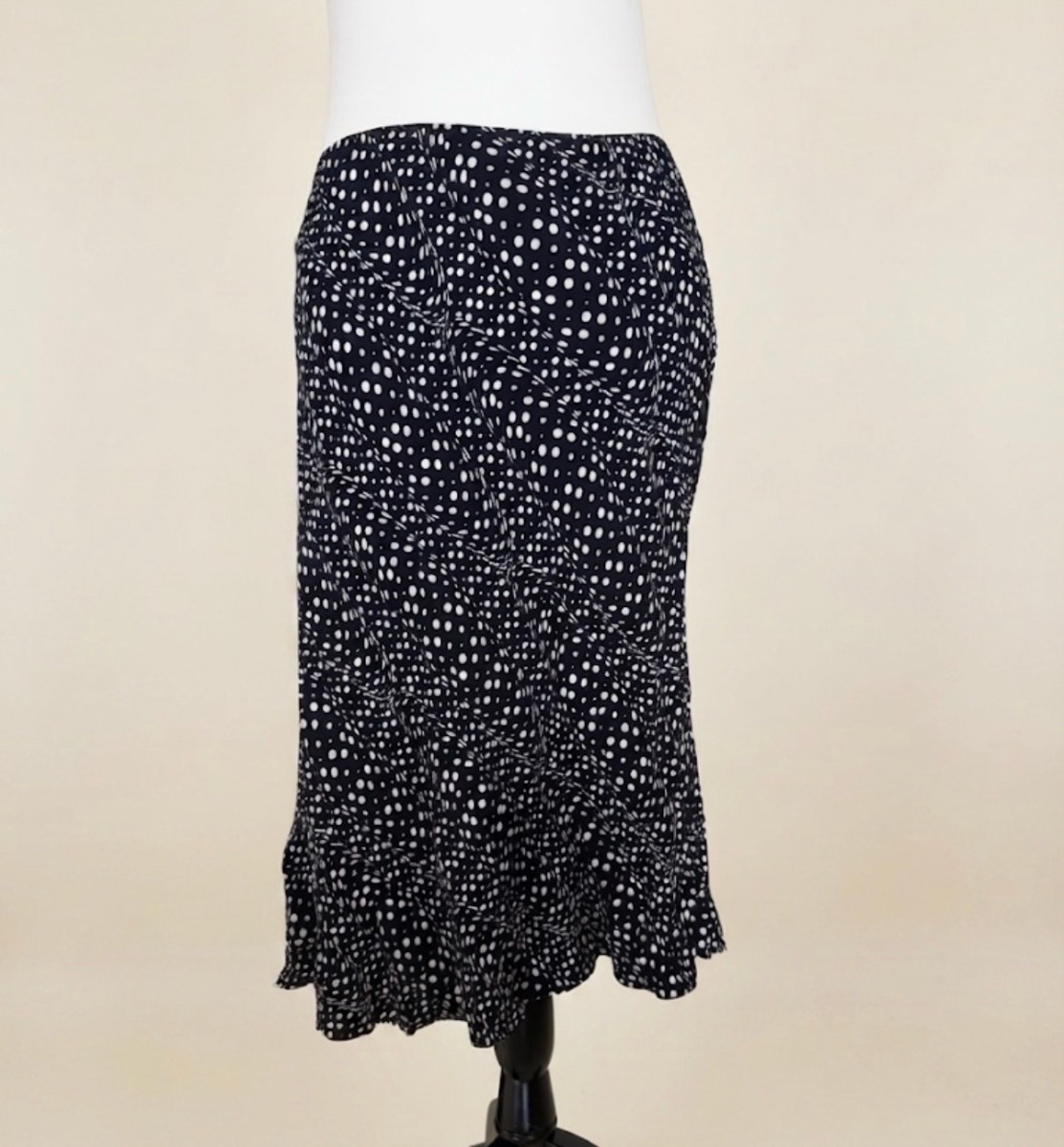 Tu Black and White Polka Dot Midi Skirt - Size 14