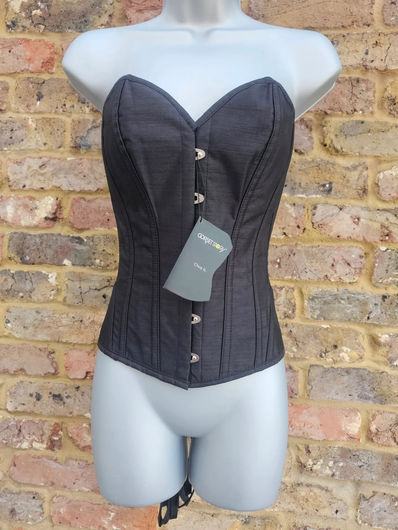 Corset Story Black Hip Panels Steel Boned Overbust Corset size 6 UK