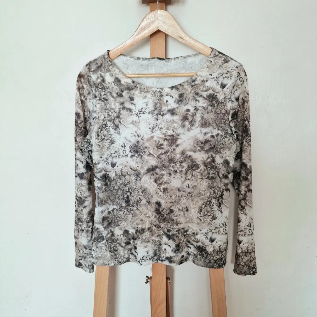 Vintage BHS Y2K Mesh Top Grunge Abstract Floral Whimsigoth Earthy Size 16