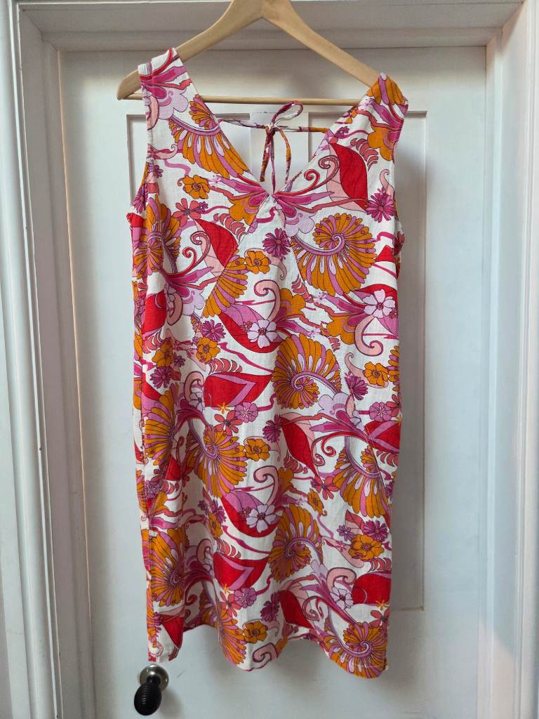 Georgeous retro print linen mix dress by Next size 12