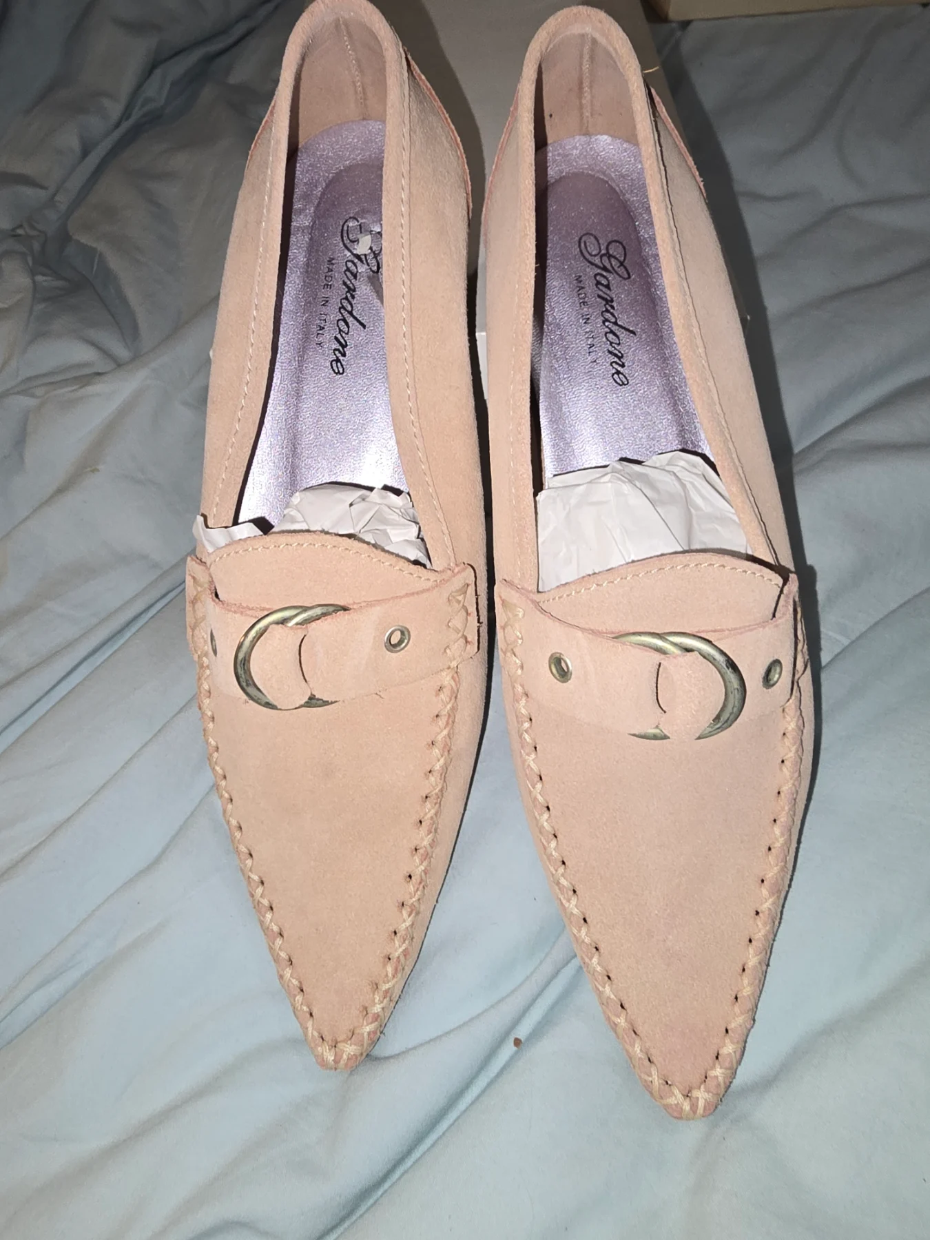 Ladies moccasins dusky pink suede 5