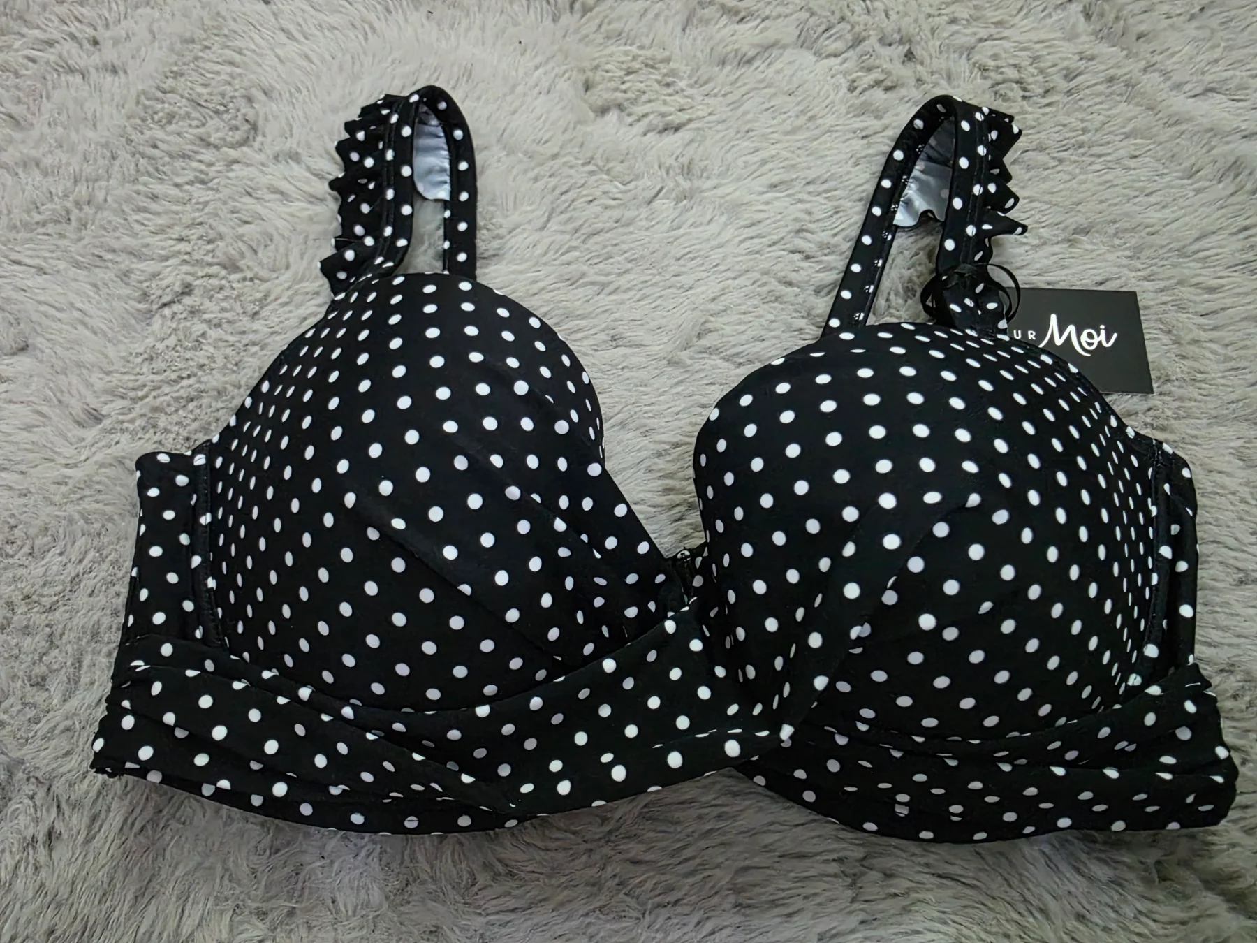 Pour Moi Sicily Lightly Padded Underwired Twist Front Top - Black/White 36DD