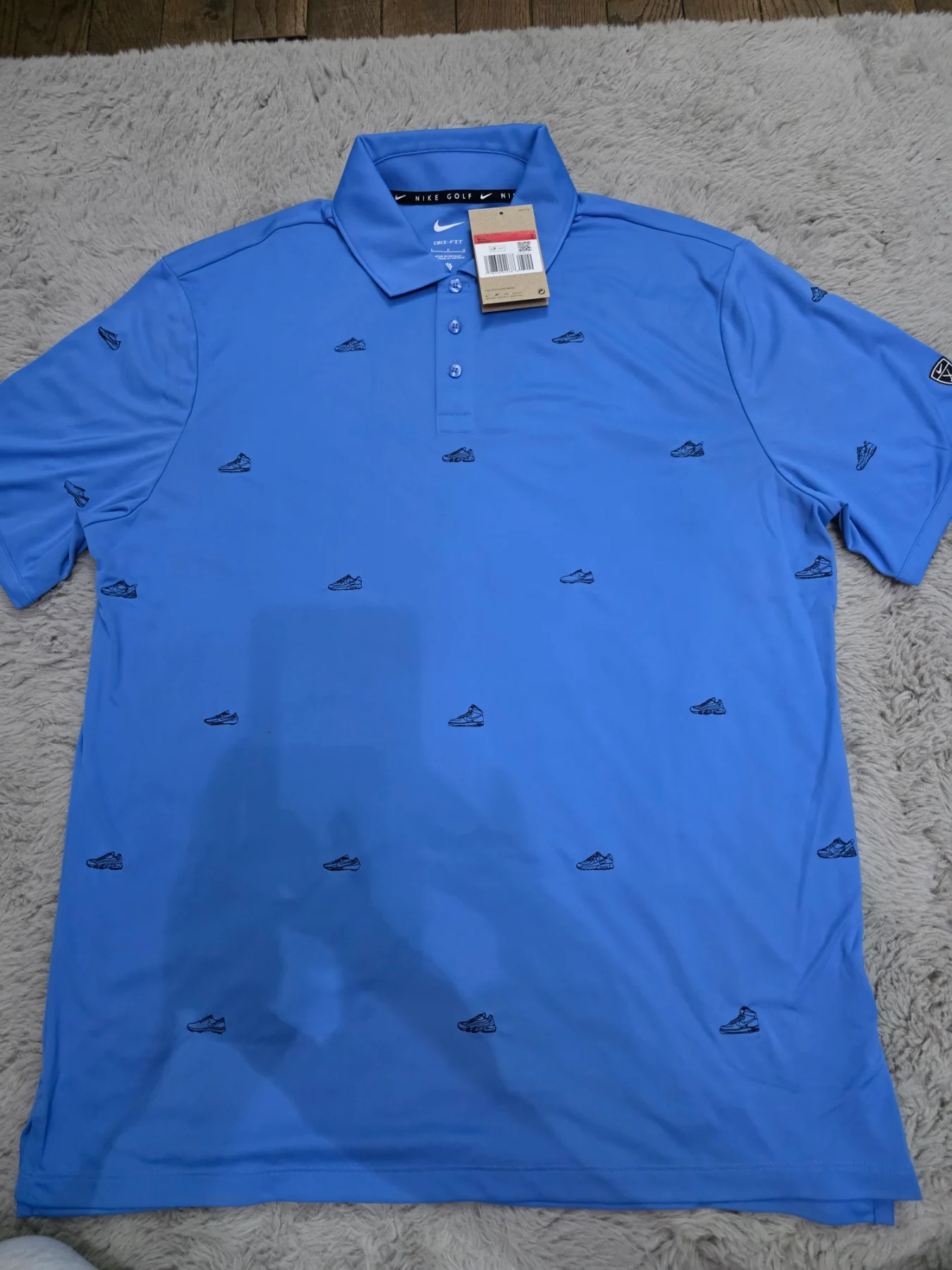 Nike Golf Par 5 Embroidered Shoe Print Mens Polo Shirt Large
