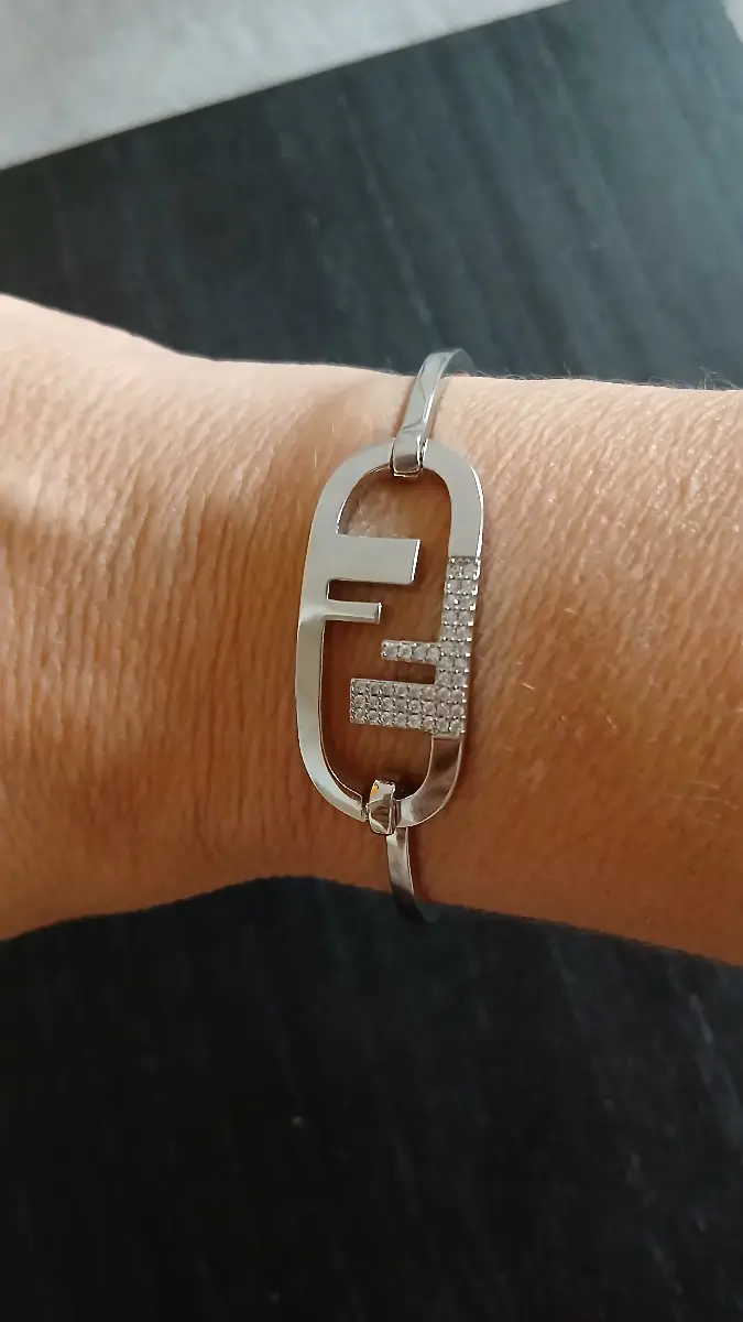 FF Crystal Bangle Bracelet – Silver Tone
