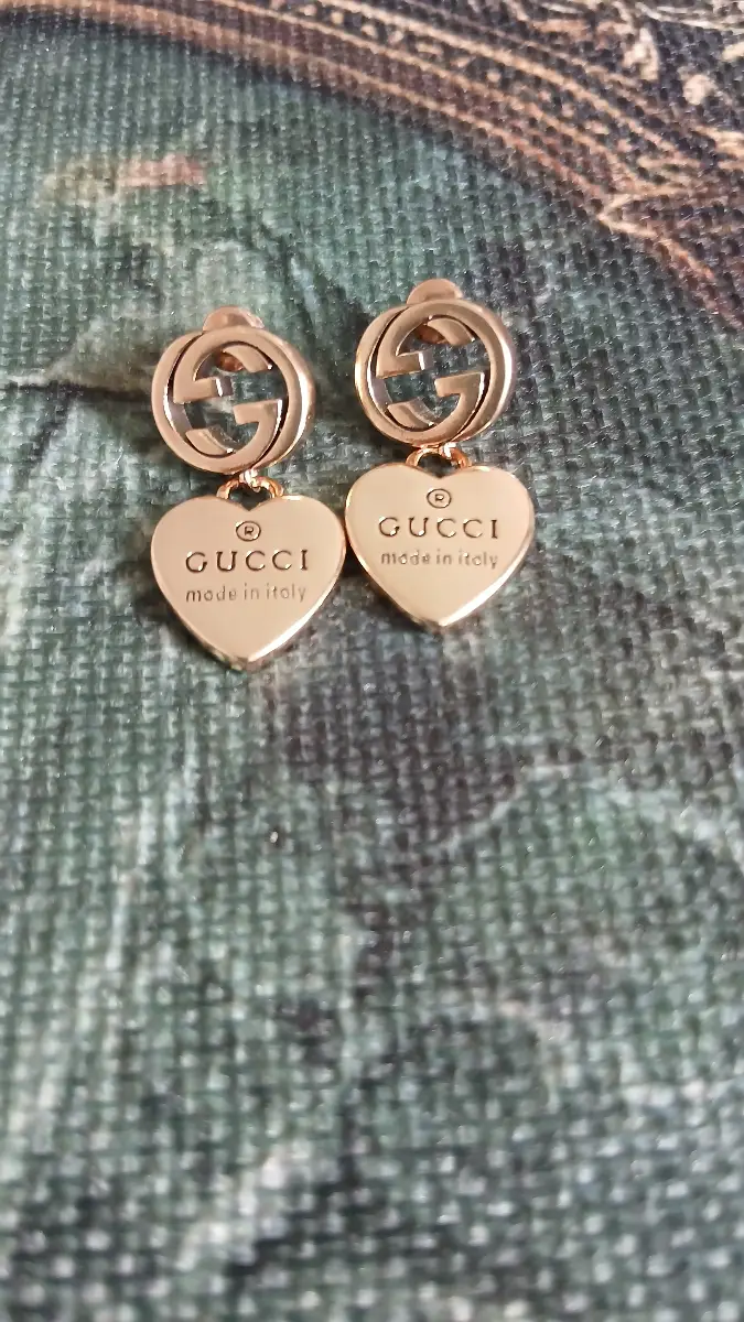 Gold-tone heart drop earrings