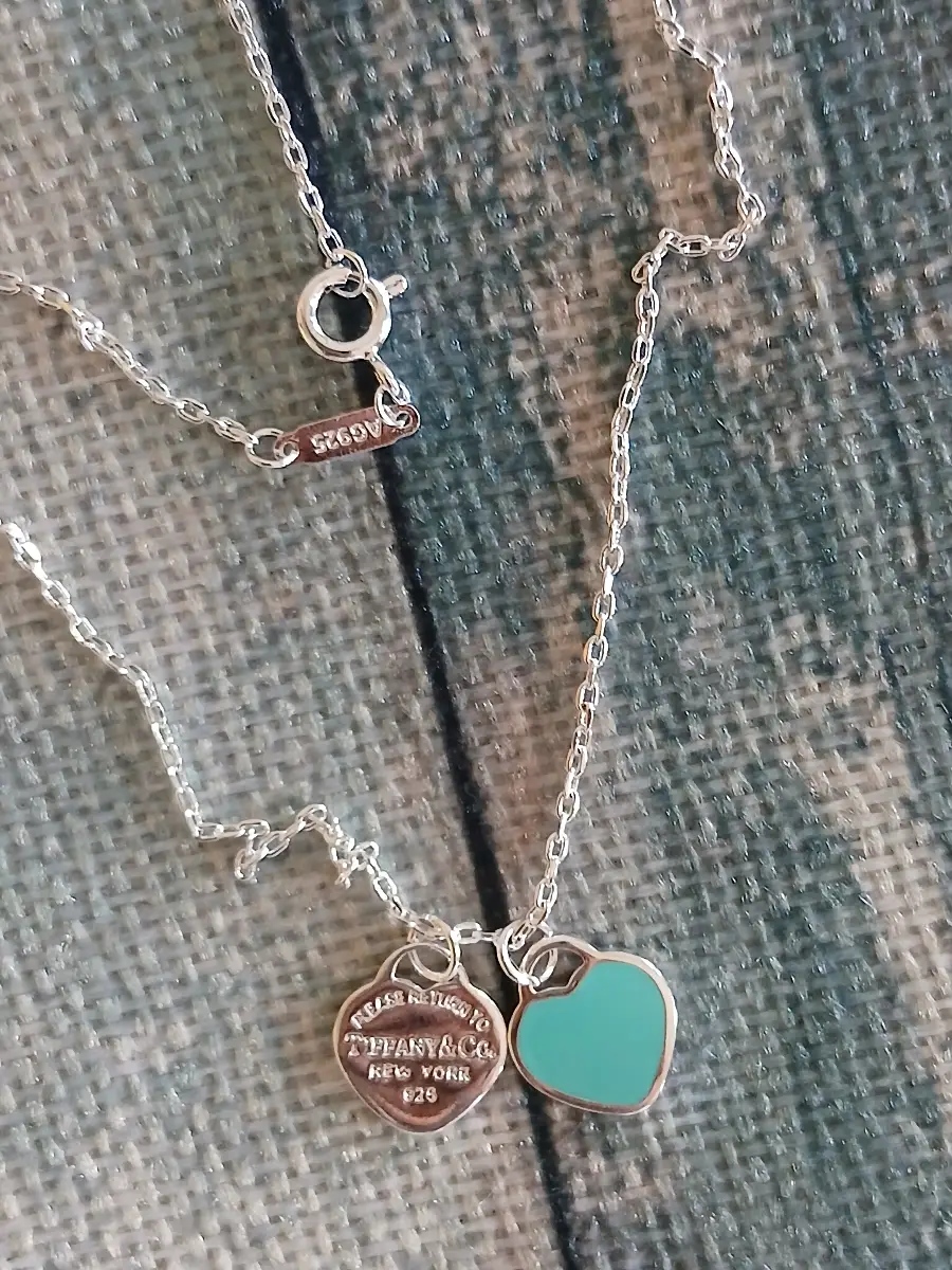 Silver & enamel heart necklace