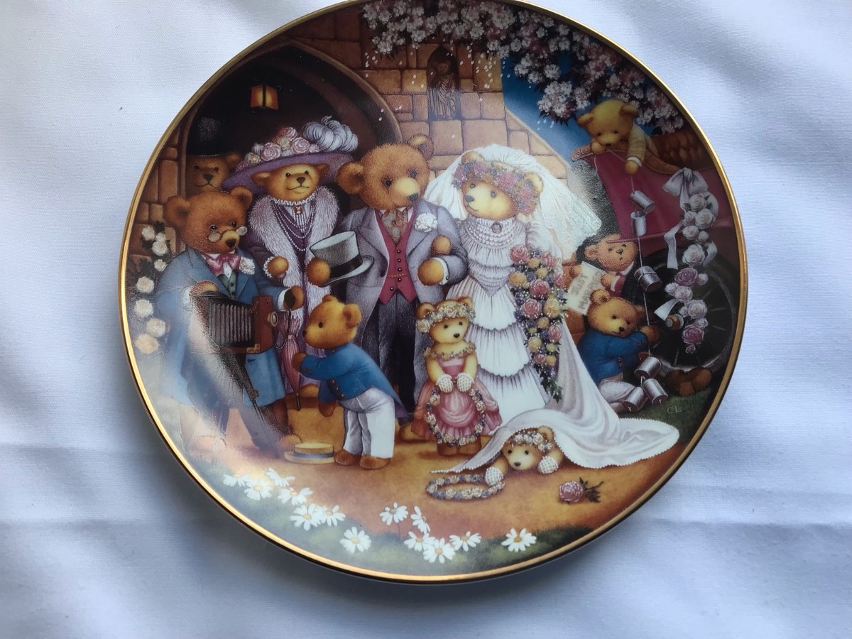 Franklin Mint Teddy Bear Wedding Decorative Plate