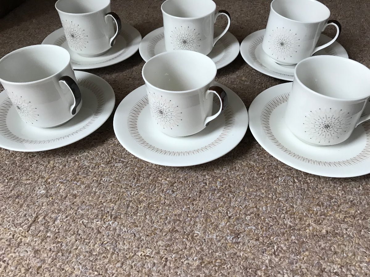 Six Royal Doulton Morning Star Cups and Saucers