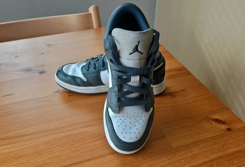 Grey and white air Jordan low top trainer's junior size 4