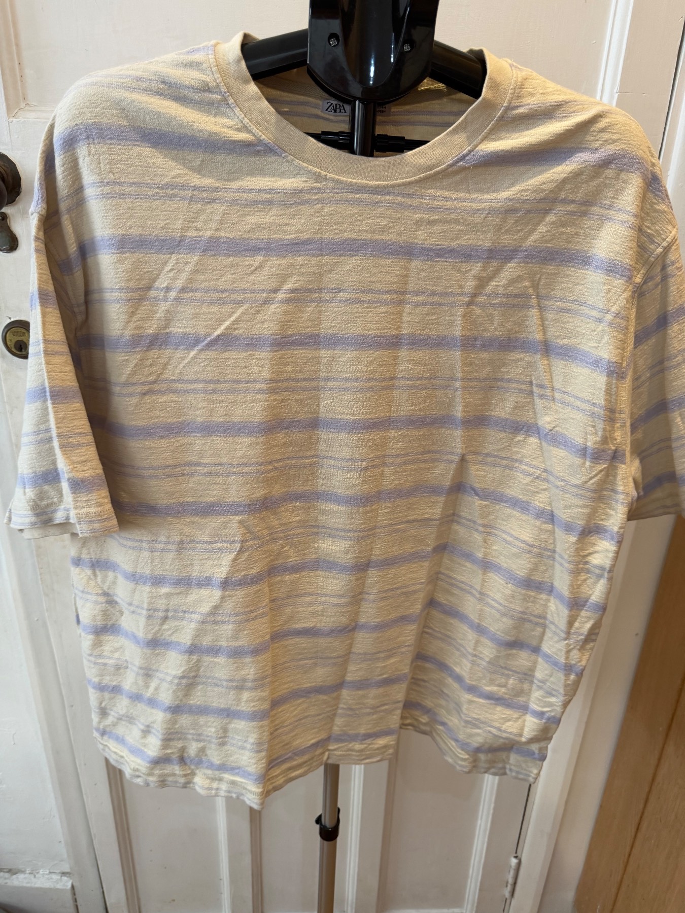 Zara cream and blue stripped t-shirt in size euro XL