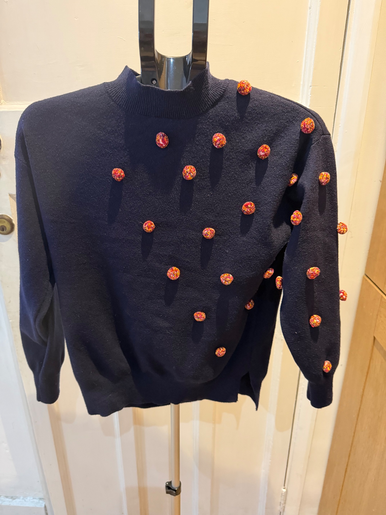 Zara knitwear navy blue with pompons size 13-14 years