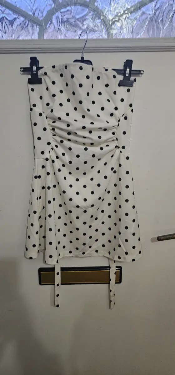 white with black dots short dress