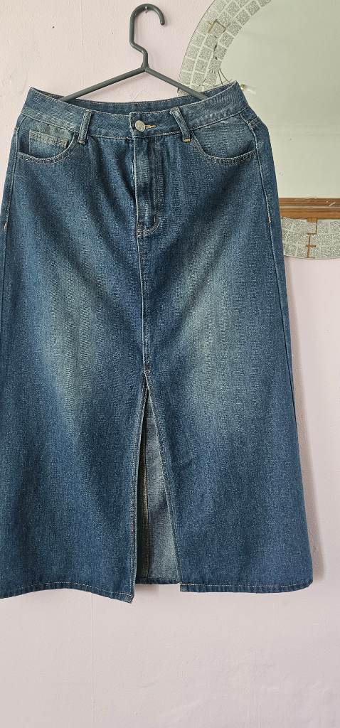 Denim long skirt