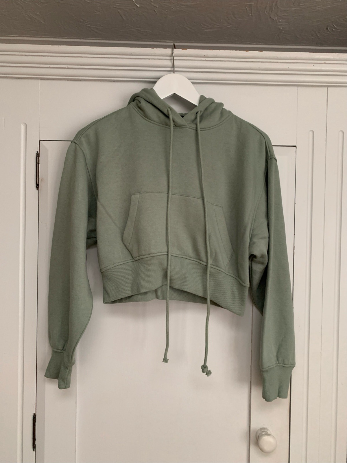 Zara Green Crop Hoody Jumper Size Small (8)