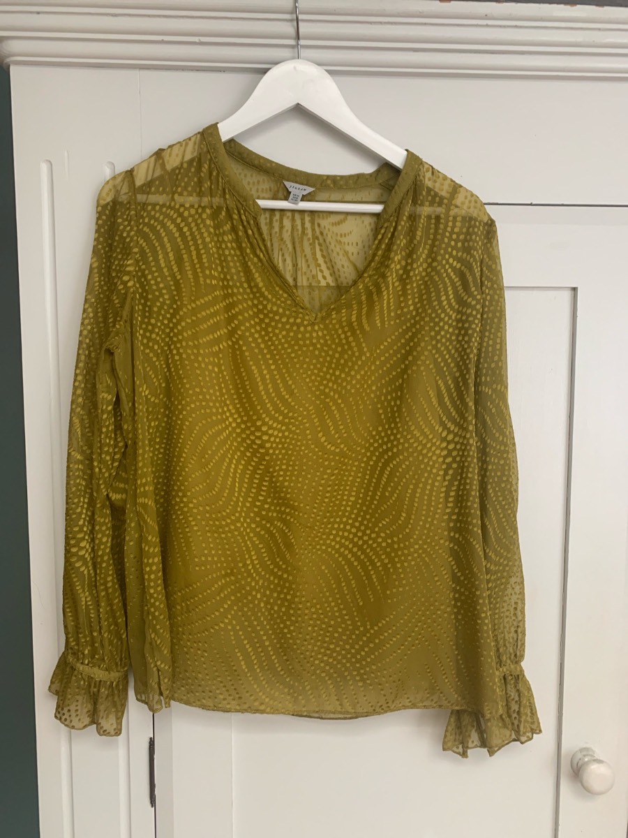 Jigsaw Smart Blouse / Top Green/Olive/Yellow Size 12