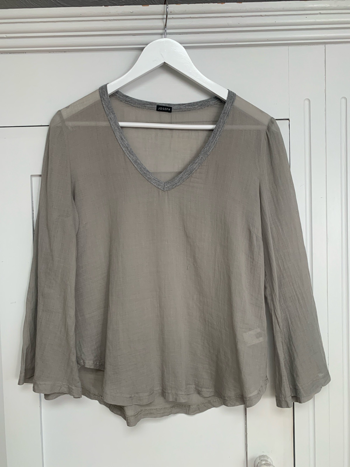 Joseph Grey Lightweight Semi Sheer Casual Top Size 12