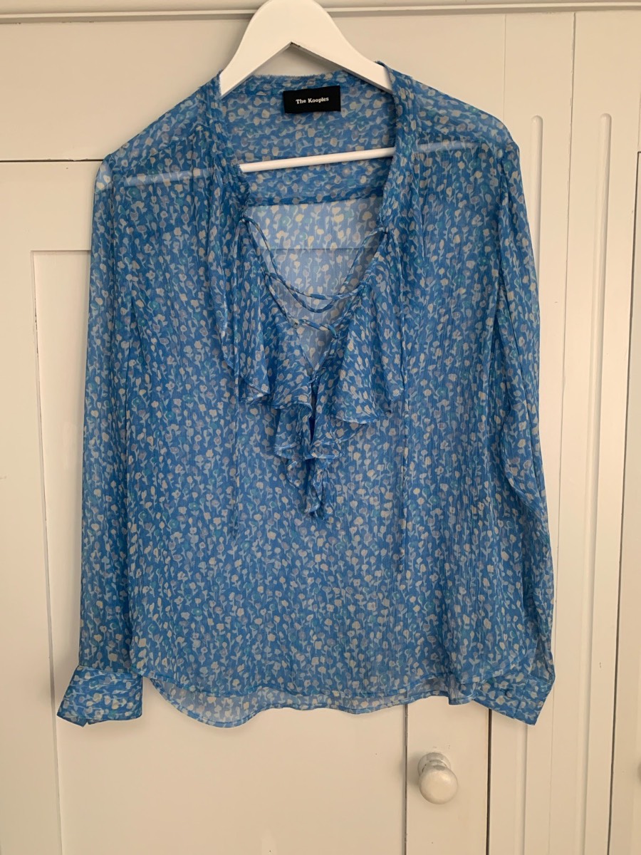 The Kooples Silk Blue Blouse Size Medium 12/14