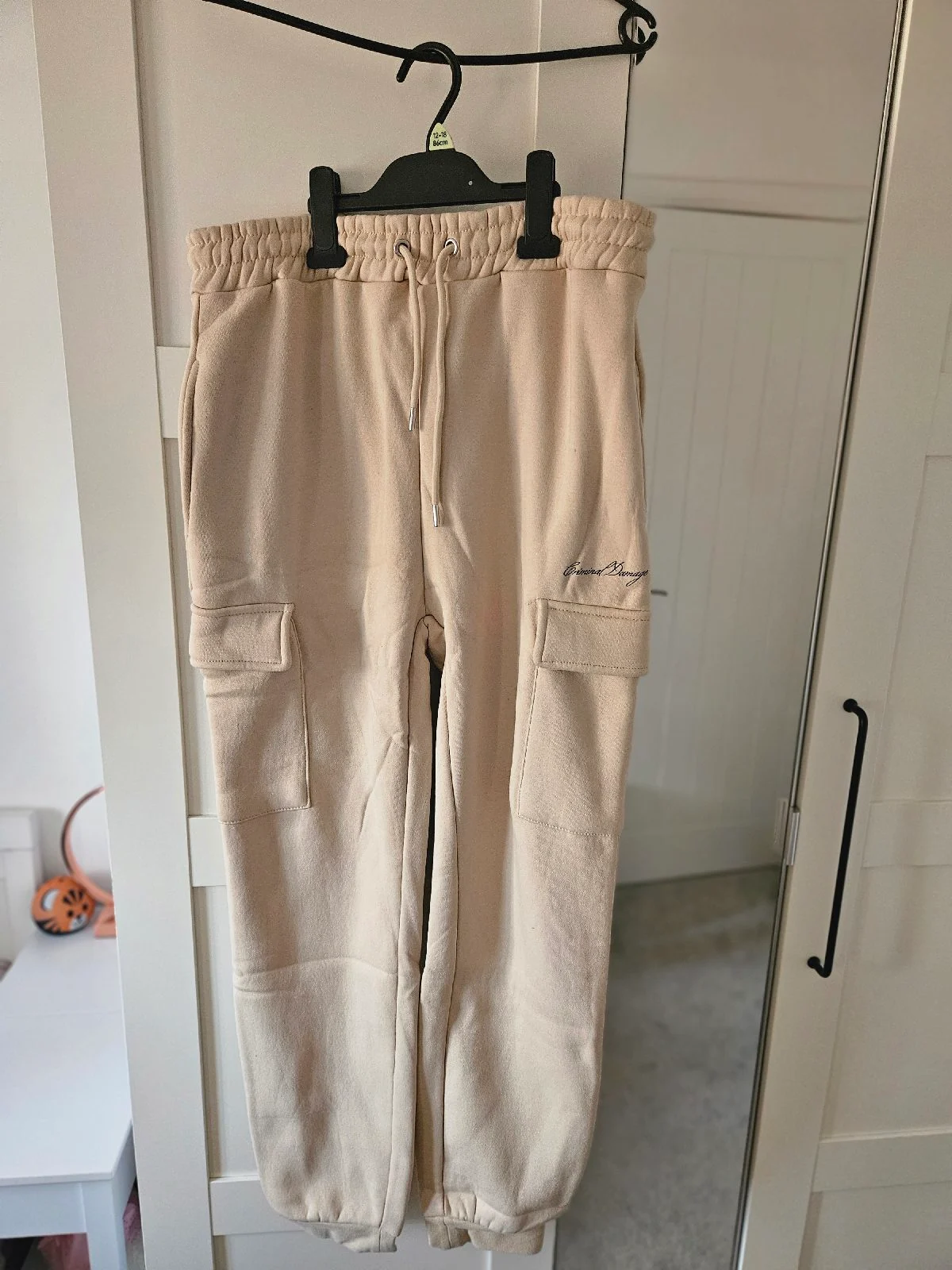 Criminal Damage men's joggers in Beige size Large