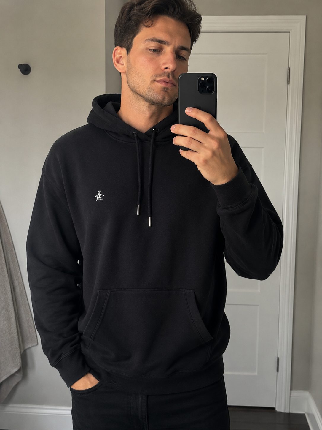 Penguin men's hoodie in black size Large