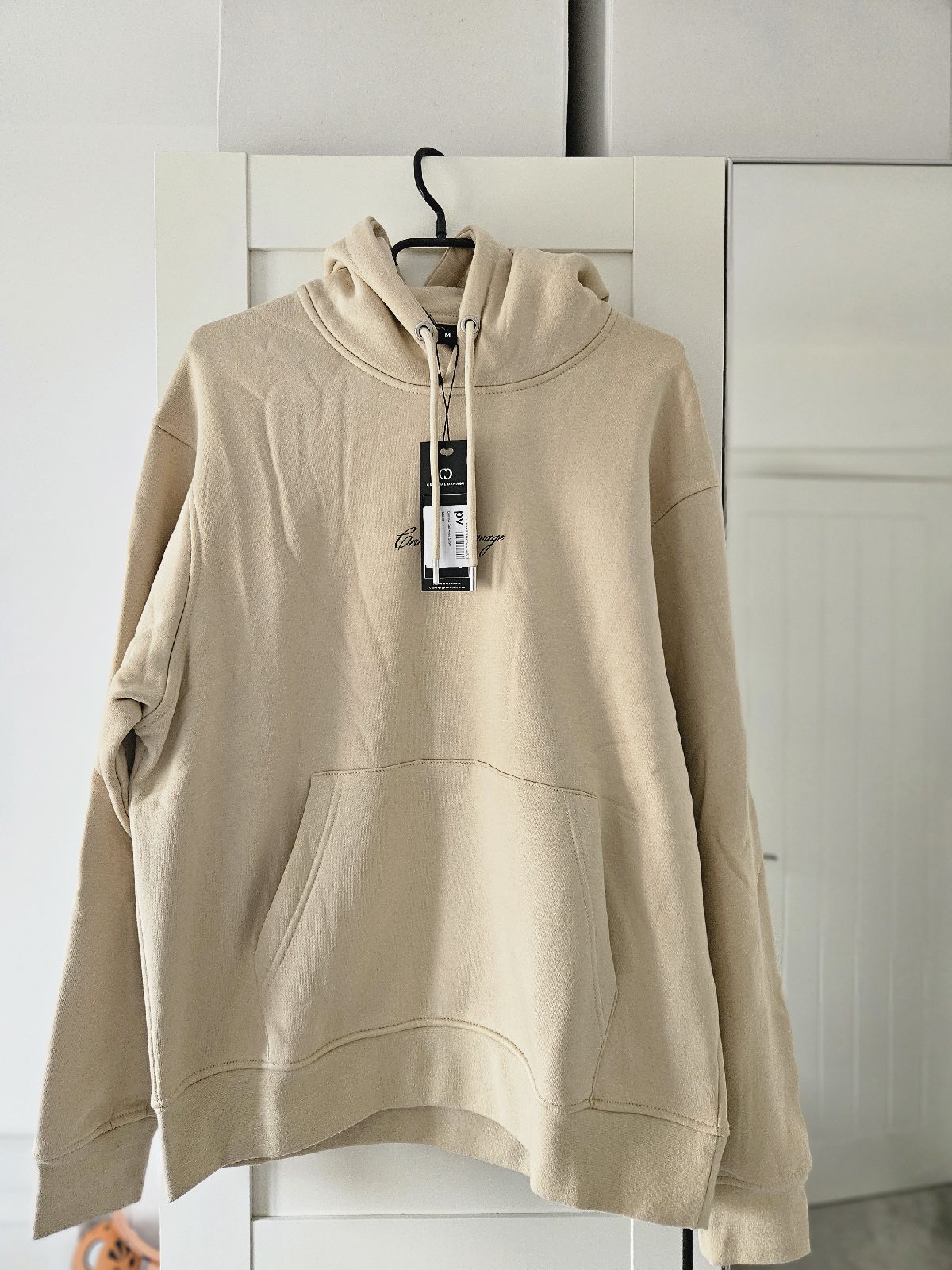 Criminal Damage men's hoodie in Beige size Medium