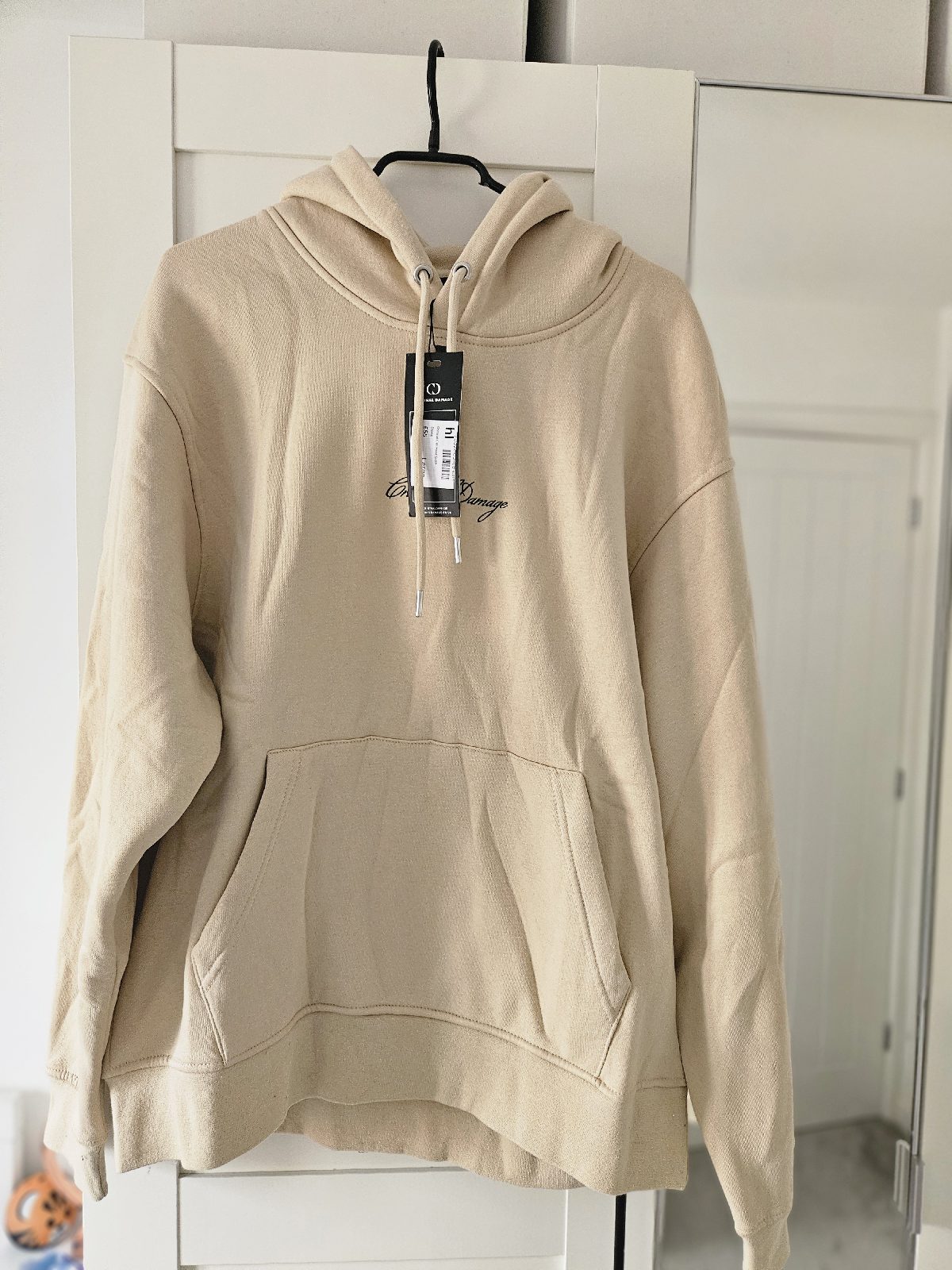 Criminal Damage men's hoodie in Beige size Large