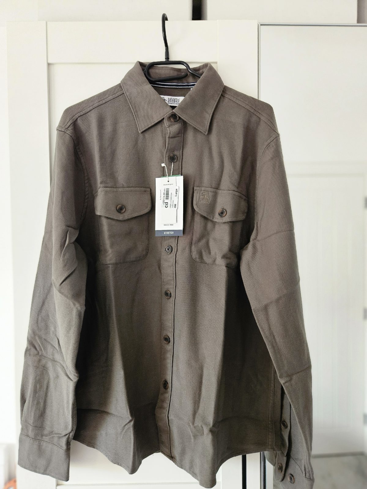 Penguin men's overshirt in green olive size Large