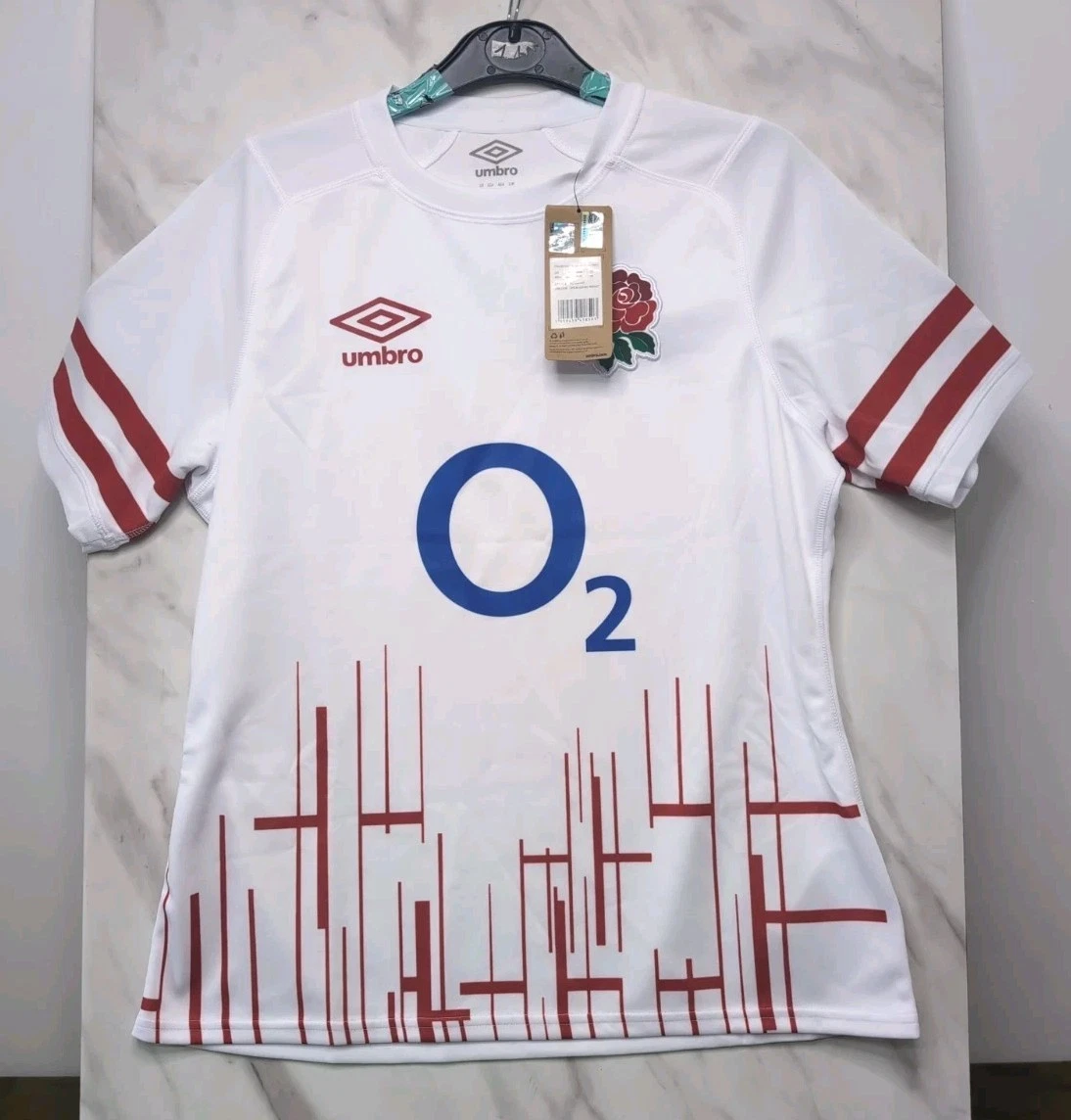 Red Roses womens England O2 Rugby Shirt 23/24 Umbro Size 16 T-shirt Sports Top