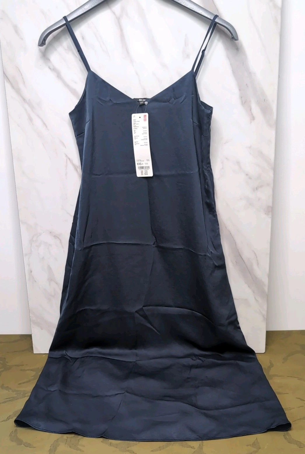 Women's Uniqlo navy satin Dress Size UK XXS UK 6