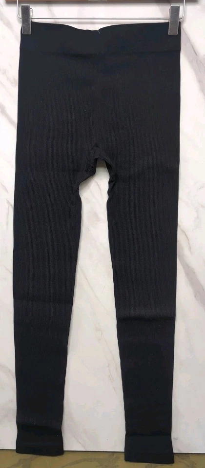 PrettyLittleThing PLT Black Ribbed High Waist Leggings Stretch Skinny Waist 24"