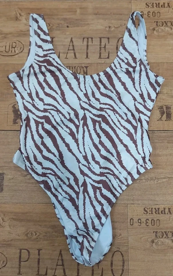 boohoo TIGER SCOOP SWIMSUIT size 16 uk