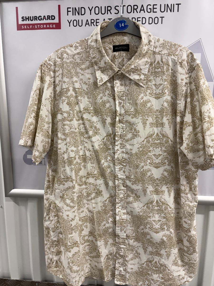 Burton beige patterned cotton shirt large (21/6/26 VO EB DB)