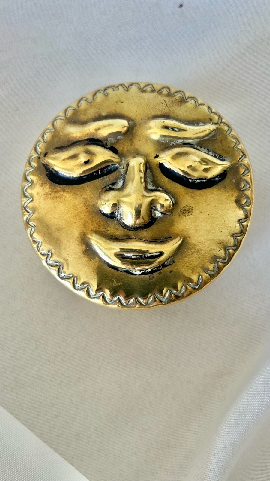 Vintage Brass Trinket Box Round Celestial Lidded Pot Container Y2K Celestialcore
