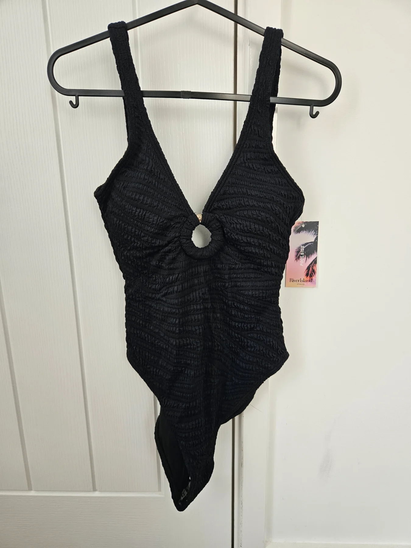 UK6 - Ring detail black swimsuit