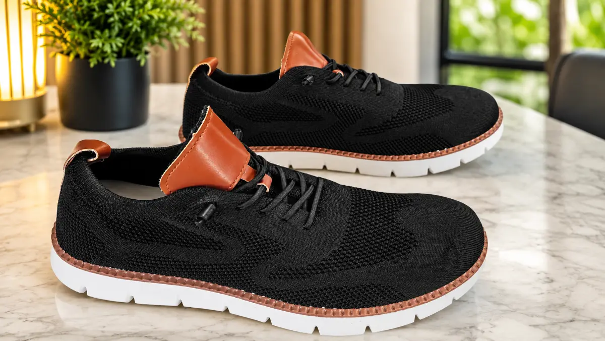 Men's Lightweight Breathable Knit Trainers – Casual Slip-On Style Lace-Up Sneakers. Size 46.5