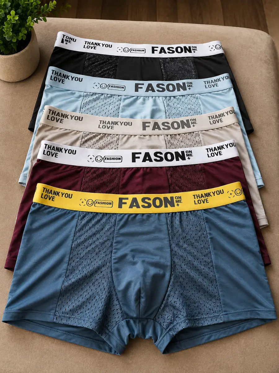 5-Pack Men's Breathable Mesh Boxer Briefs – Soft Stretch Performance Underwear. Size XXL
