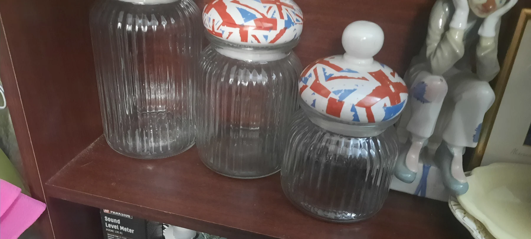 3 x glass storage jars