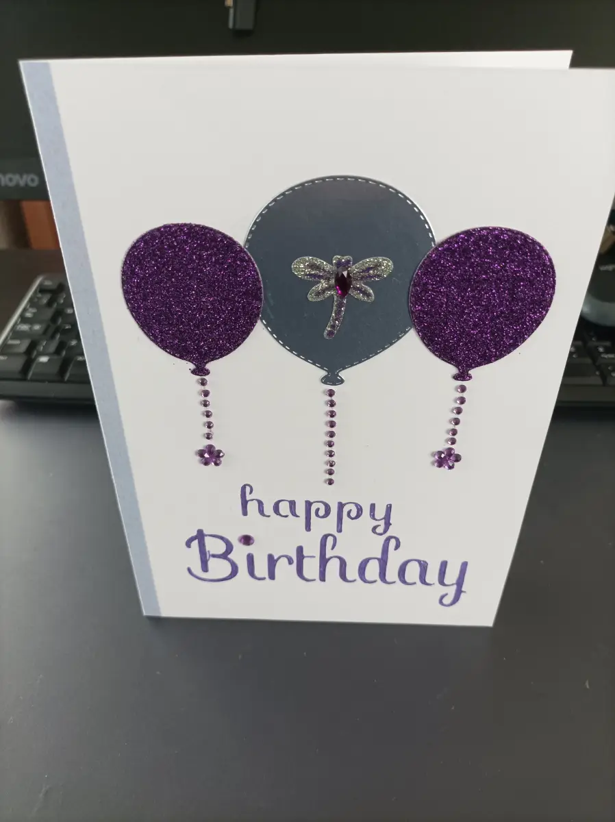 Birthday card purple balloons)