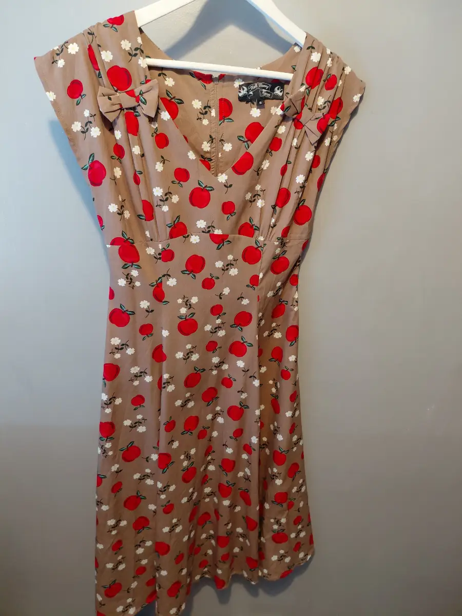 Hell bunny sheila apple 50s style rockabilly dress lightweight size small brown