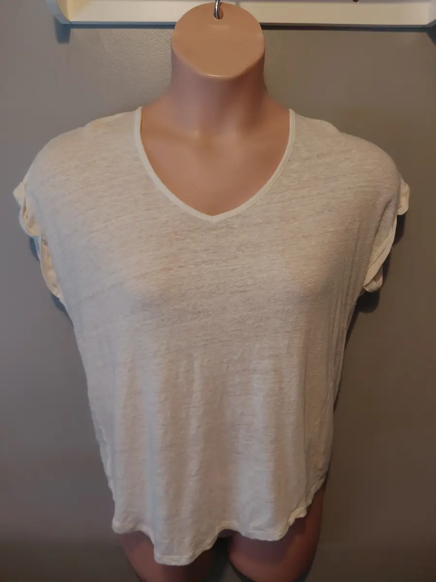 Indigo m&s tshirt top uk 16 100% linen casual slub tshirt top
