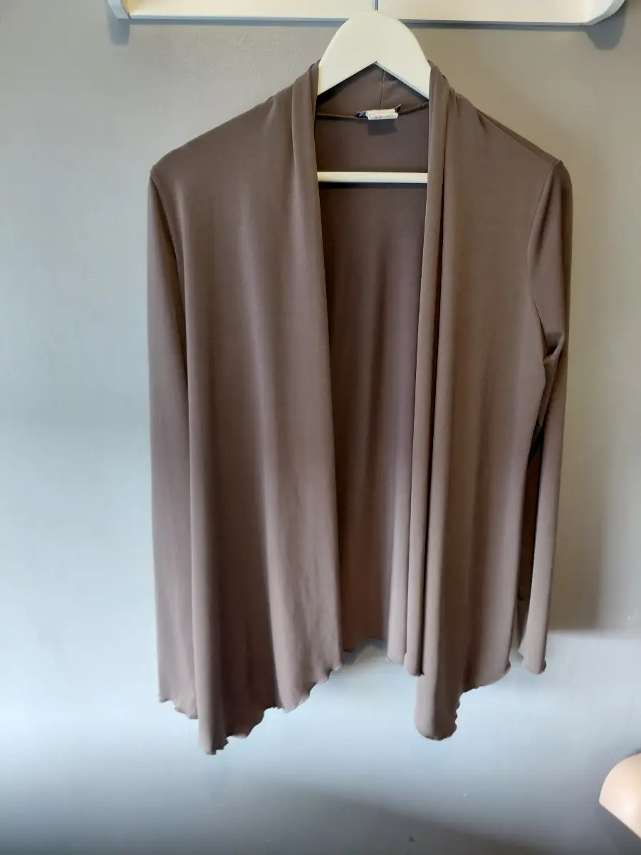 Kim & co bolero brown chocolate cardigan size small taupe