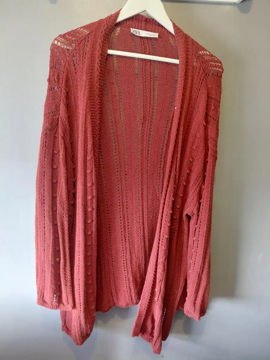 Zara medium burnt orange rust cardigan pointelle