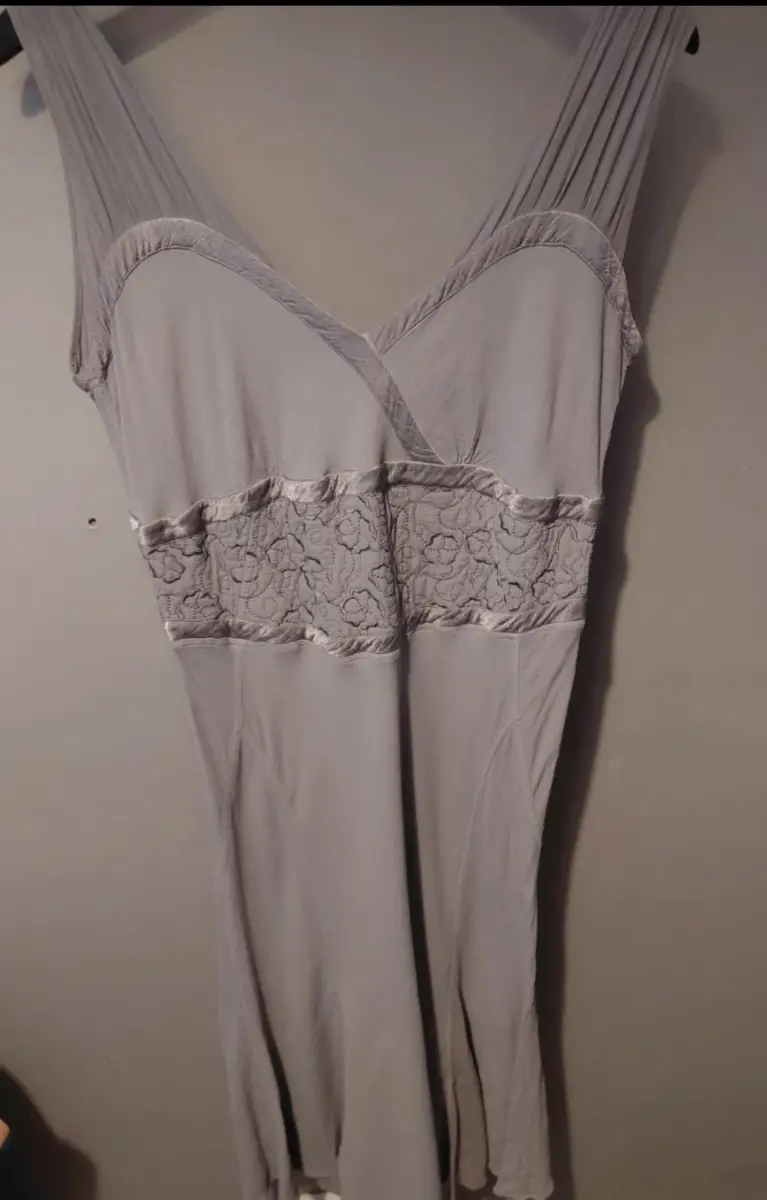 Vintage Ghost dress viscose button back grey wedding party occassion uk medium